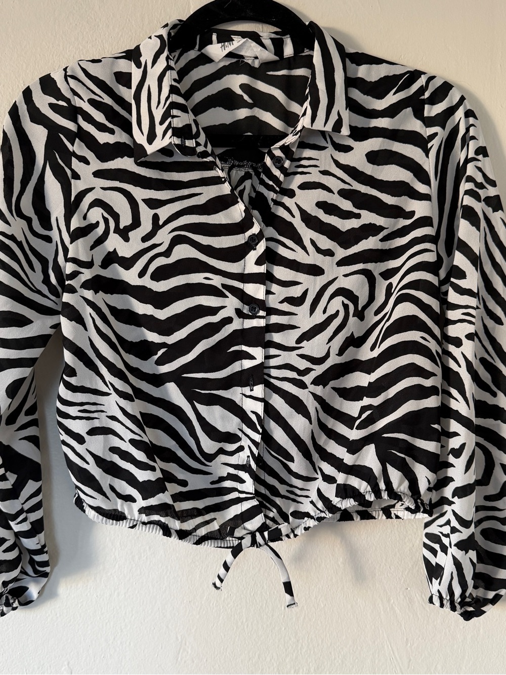 H&M Black and White Zebra-Print Button Down Shirt